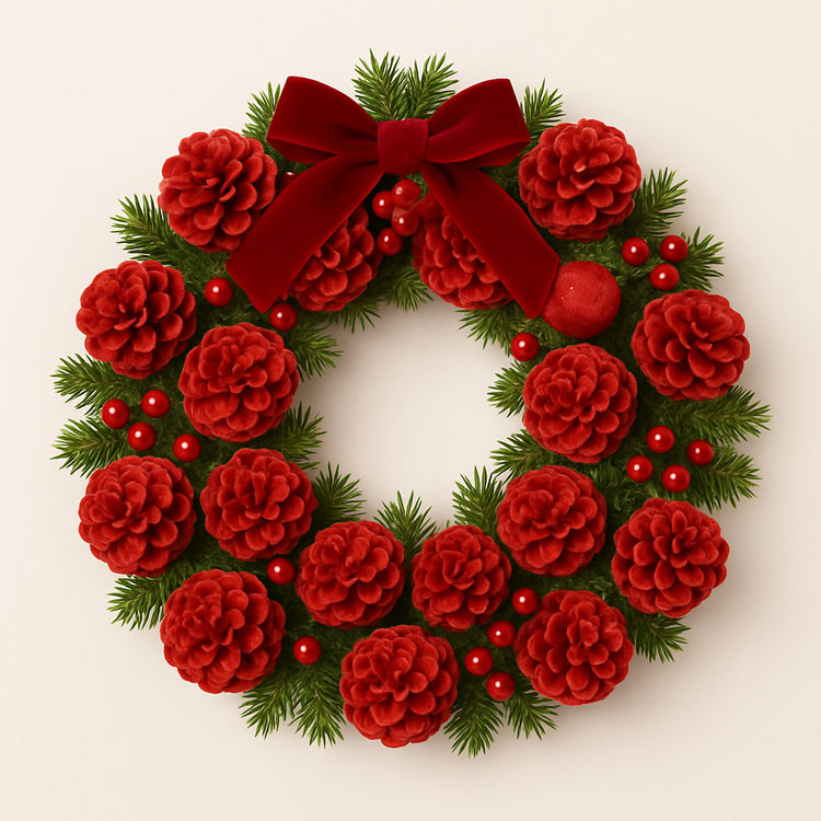 Szyszki dekoracyjne czerwone GrandDeco – 60 szt. eleganckie ozdoby świąteczne do stroików, wianków i aranżacji bożonarodzeniowych