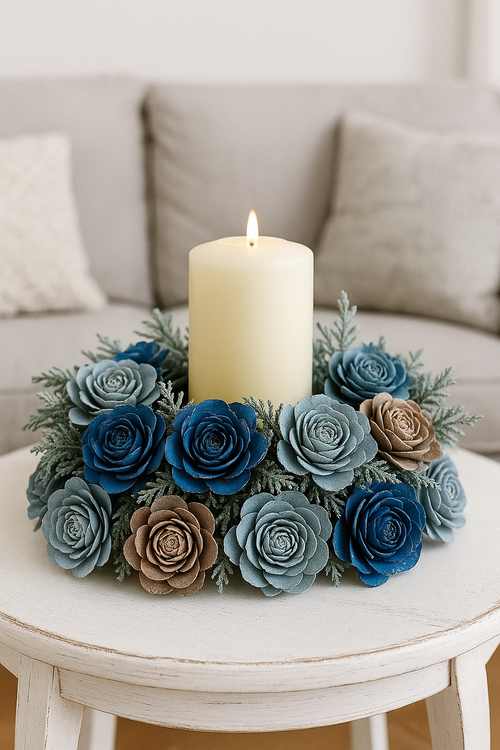 Róże Cedrowe 12 szt. Zimowa Kolekcja GrandDeco – Naturalne Ozdoby DIY 3–4 cm