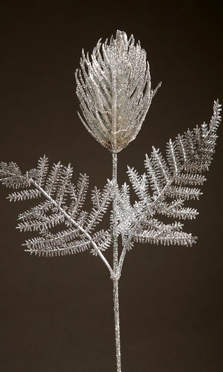 OSET Z BROKATEM SREBRNY 28 CM