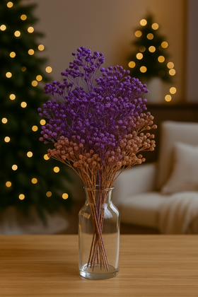 Gipsówka Ombre Fiolet–Miedź – Elegancyjny Bukiet Świąteczny GrandDeco