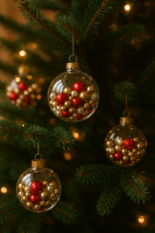 Perełki koraliki dekoracyjne 50g – biało-złoto-czerwone – ok. 250 szt. do stroików, bombek, handmade