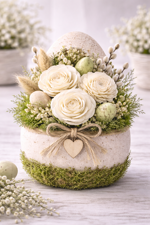  Kwiaty shola z manioku – kość słoniowa | 30 szt. 4–6 cm | Róża & Stokrotka | Kolekcja GrandDeco