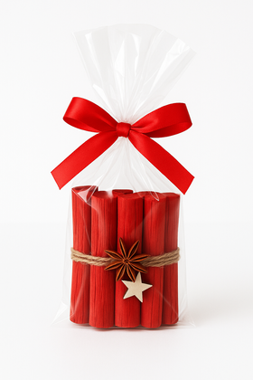 Ozdoby florystyczne Drewno dekoracyjne czerwone dł. 10 - 12 cm 6 /op