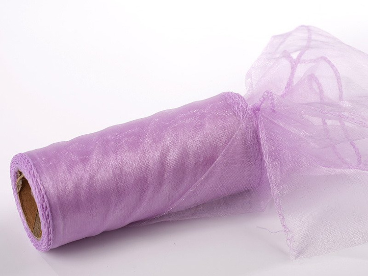 Organza wstążka obszywana, tiul na rolce obszywany 12 cm dł. 9m  WRZOS