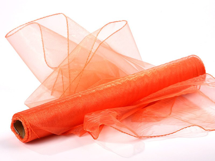Organza wstążka obszywana, tiul na rolce obszywany 40cm / 900 cm  POMARAŃCZOWA