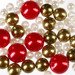 Perełki,koraliki dekoracyjne 50g biało-złoto-czerwone